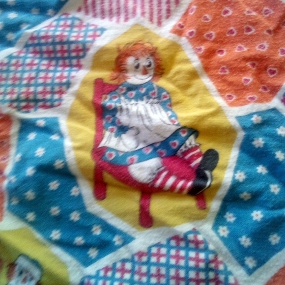 2 Vintage Raggedy Ann & Raggedy Andy Baby Receiving Blankets Rag Dolls - Picture 4 of 12